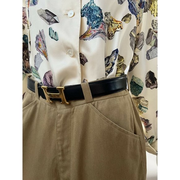 HERMES Womens Waist Belt Black Brown Textured Reversible H Buckle France M - Picture 4 of 12